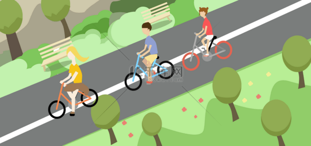 花草海报背景图片_在公园骑自行车的人背景