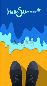 summer背景图片_Summer holidays vector illustration,flat design business man and beach concept