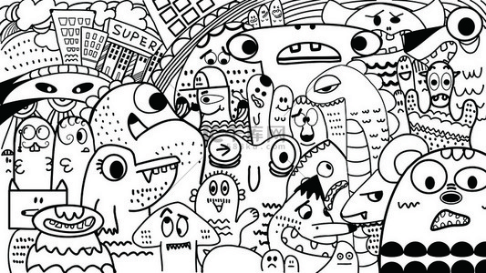 涂鸦艺术原创可爱怪兽电脑壁纸