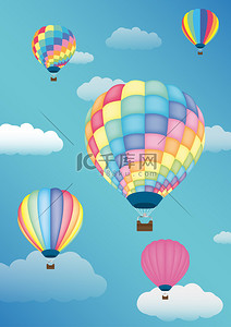 彩色背景图片_天空中的彩色气球