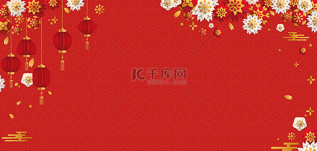 新年快乐梅花背景图片_春节新年立体梅花剪纸红色中国风背景