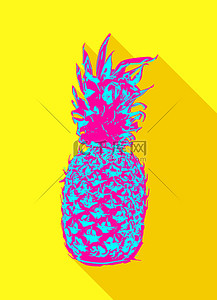 蓝色快乐背景图片_多彩的波普艺术菠萝果实的设计