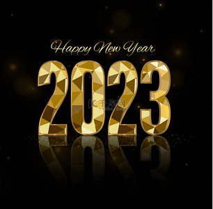 2023 Happy New Year background design. Postcard, banner, poster. Vector Illustration.Wishing you Happy New Year 2021 lines, handwritten lettering, typography, design, sparkling, gold, star.