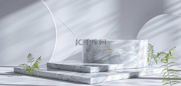 电商C4D立体背景白色产品展示展板