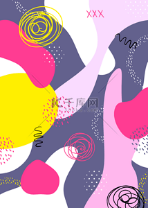 孟菲斯时尚线条背景图片_线条涂鸦孟菲斯抽象粉色紫色背景