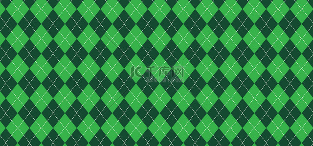 菱形苏格兰桌布白色和绿色背景