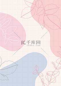 创意季节背景图片_植物抽象线条蓝粉色创意涂鸦背景