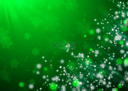 圣诞绿色光影雪花装饰背景