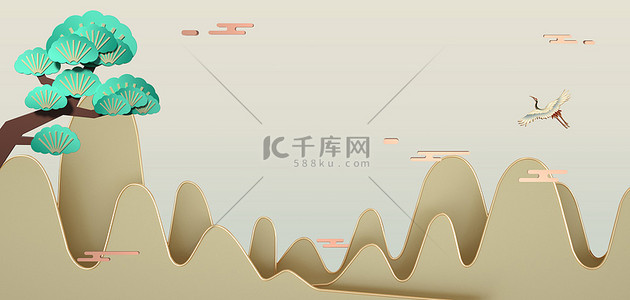 C4D远山中式商业简约