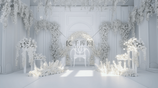 白色花环婚礼舞台装饰