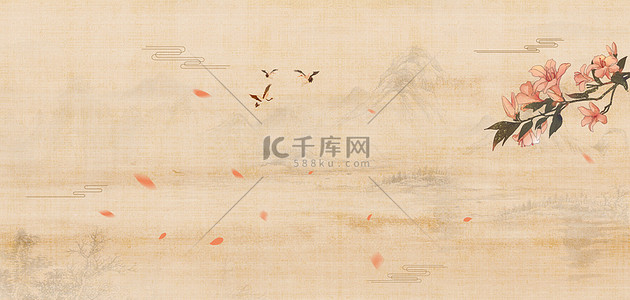 手绘手绘花背景图片_工笔画古风窗户中国风古典简约