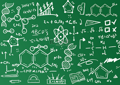 幼儿背景图片_绿色版面上的符号教育数学公式背景