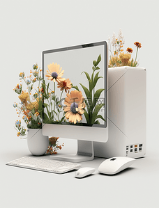 显示屏背景图片_产品摄影白色3d电脑显示屏