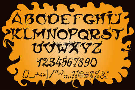 万圣节魔术字母表。神秘的字体.
