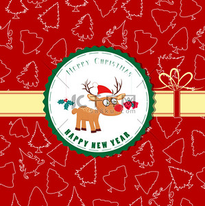 2015背景图片_老式复古圣诞标签与鹿