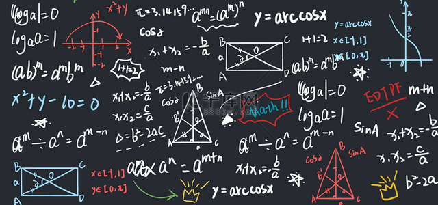 硬笔书法大赛背景图片_黑板上的彩色图形教育数学公式背景