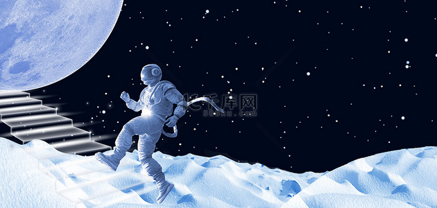 宇宙太空宇航员深蓝色大气背景