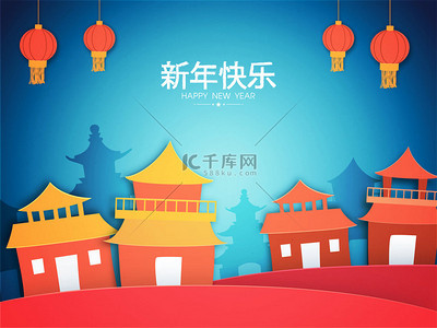 中国风禅意背景图片_庆祝中国新年的贺卡.
