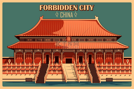 在北京著名的纪念碑，在中国的紫禁城的老式的海报