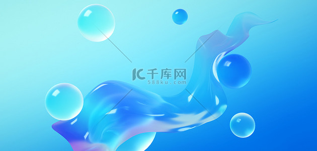 c4d玻璃质感背景图片_蓝色渐变流体玻璃c4d