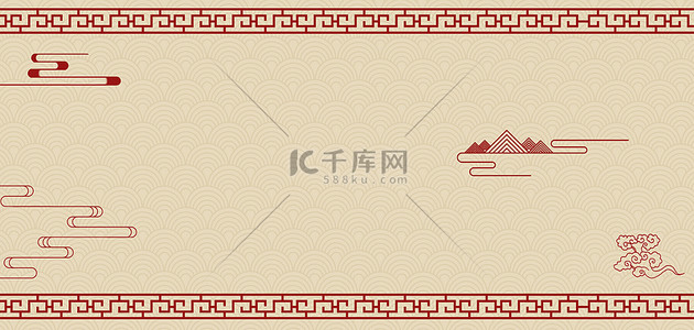 边框纹中国风背景图片_中国风底纹回纹中国色国风中式banner