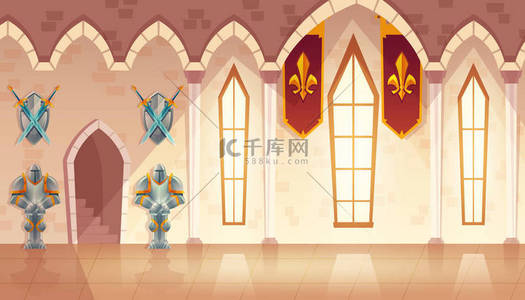 小清新背景背景图片_矢量大厅在中世纪城堡, 皇家舞厅