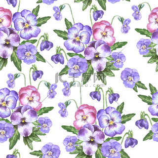 粉红色、 紫色、 紫三色紫罗兰的花束