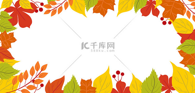 感恩背景图片_感恩节树叶黄色边框花纹