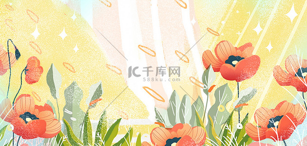春分插画背景图片_春分花朵彩色简约春分节气海报