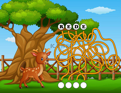 卡通背景背景图片_游戏鹿迷宫的向量例证寻找方式到词