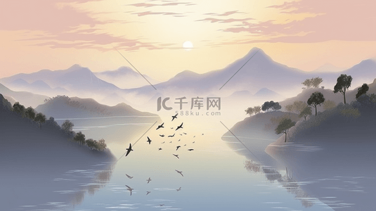 磅礴大气中国风水墨画背景