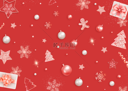 插画挂件背景图片_红色雪花圣诞节平铺背景