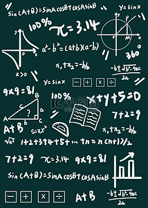 矢量教育图标背景图片_深色黑板上记录的教育数学公式背景