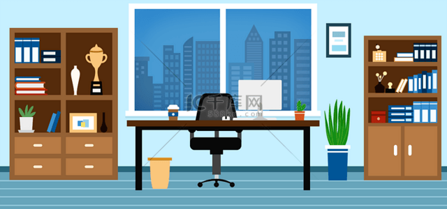 电脑桌面背景图背景图片_城市商业办公室背景