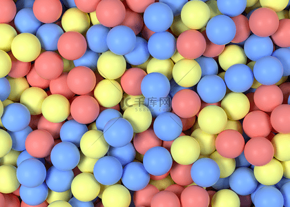 三维粉蓝黄抽象球形背景