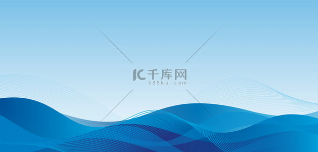 蓝色背景图片_简约创意飘带曲线蓝色商务风banner