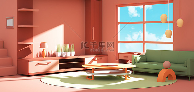 简约家居家具背景c4d