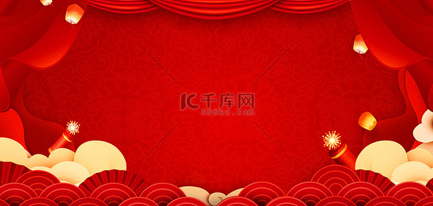 红色喜庆新春海报背景图片_新年春节过年红色中国风新年海报背景