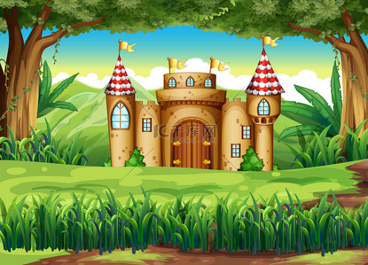 背景图片_在森林的一座城堡