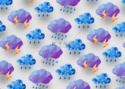 雪天气卡通背景图片_紫色蓝色云低聚天气组合