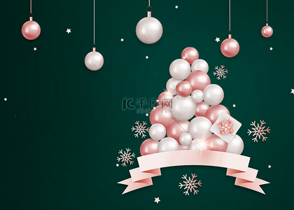 圣诞海报背景图片_圣诞节质感垂吊彩色圆球装饰背景