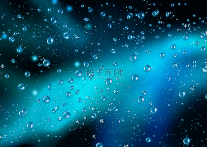 水背景图片_蓝色星空雨滴抽象背景