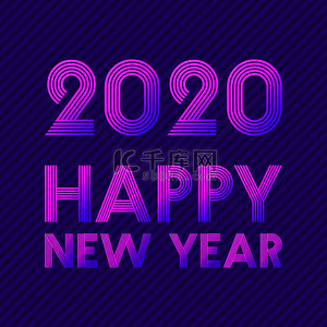 2020年新年背景复古线设计，用于节日传单、贺卡、邀请函、传单、海报、宣传册封面、排版或其他印刷产品。矢量插图