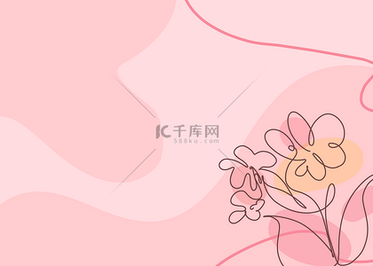 粉色淡雅的背景背景图片_植物抽象粉色线条花卉背景