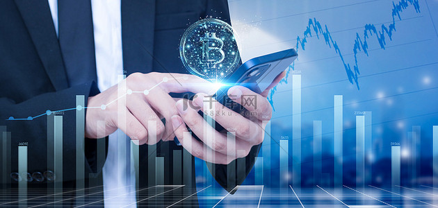 金融商务蓝色科技背景图片_商务 金融货币蓝色商务风 科技背景