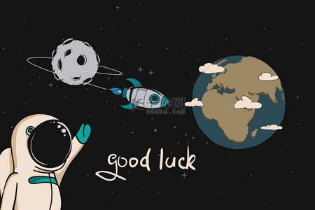 world背景图片_astronaut wishes good luck to the rocket
