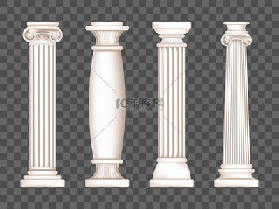古罗马柱，大理石建筑装饰。