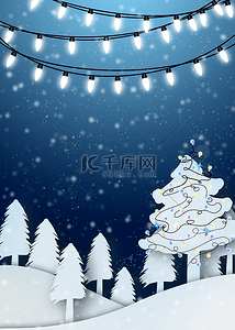 森林背景图片_灯球植物亮光圣诞雪花背景