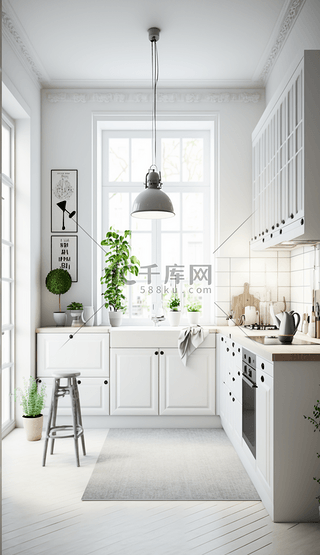 厨房背景图片_白色厨房室内设计
