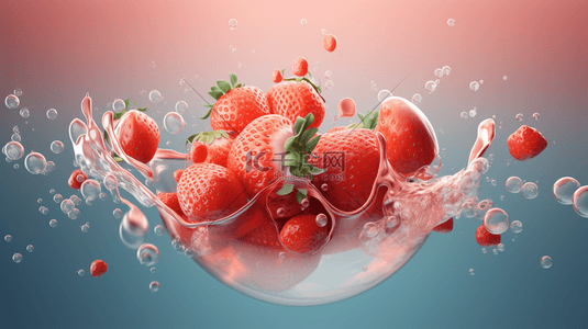草莓水果背景图片_红色创意草莓水果